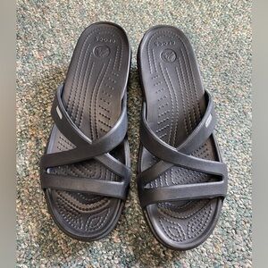 Crocs Womens Patricia II Wedge Slip On Sandals Black Size 11 Comfort Like New